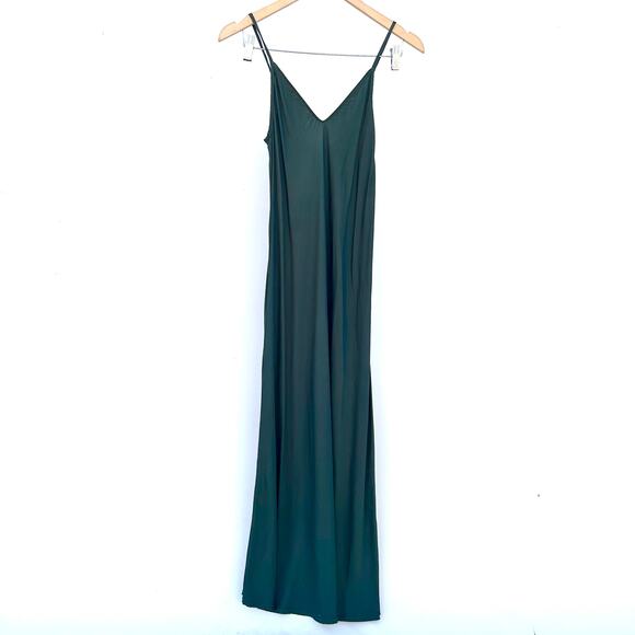 Velvet By Graham And Spencer Poppy Slip Midi Dress Green XS Satin Slinky - Picture 3 of 11